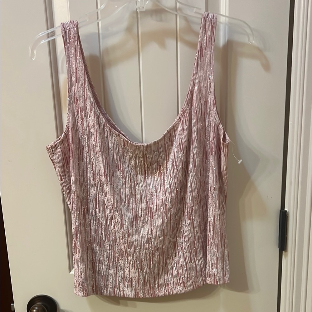 Alex Evenings Silver Smocked Crop Top